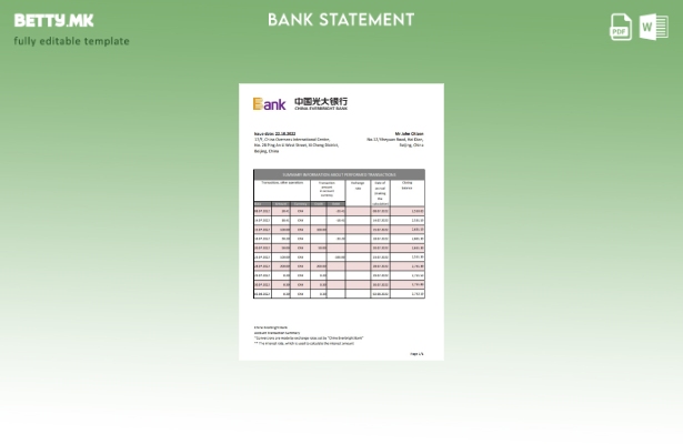 модерен стил China Everbright банкарски шаблон ексел